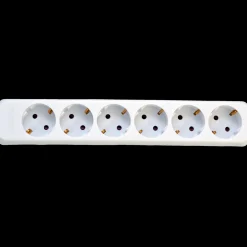 E-Line schuko stikdåse 6-vejs hvid