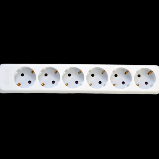 E-Line schuko stikdåse 6-vejs hvid