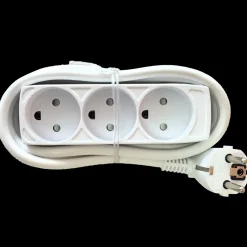 E-Line 3-stikdåse DK. schuko stikprop med jord 1,5m hvid