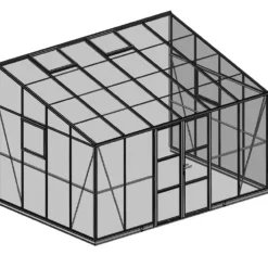 Elmholm Exclusive vægdrivhus antracit med hærdet glas, inkl. sokkel 13,1 m²