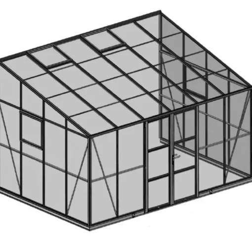 Elmholm Exclusive vægdrivhus antracit med hærdet glas, inkl. sokkel 13,1 m²