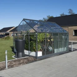 Elmholm Standard drivhus antracit med hærdet glas, inkl.sokkel 9,75 m²