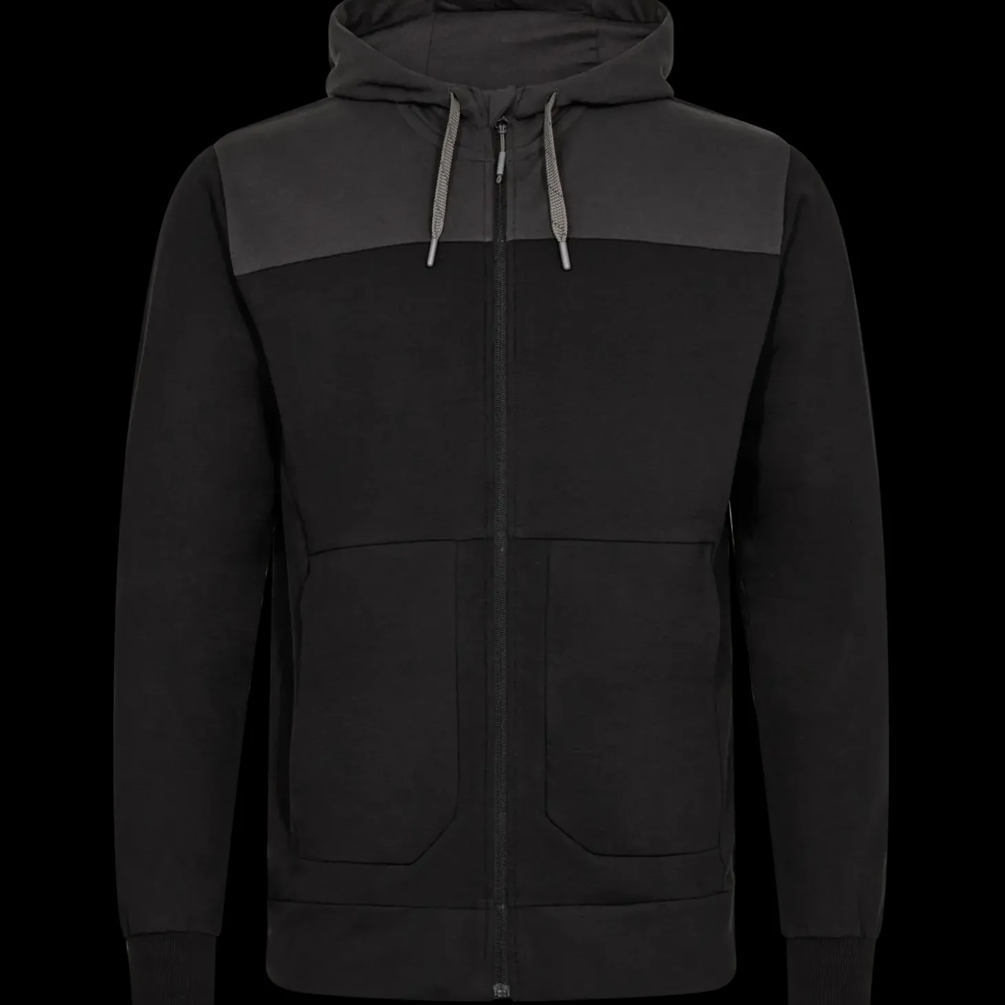 ENGEL 8329-247 Entire sweat cardigan m/hætte sort/antrazitgrå str. XL