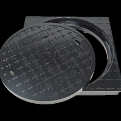 Firkantet karm/dæksel Ø600 af glasfiber