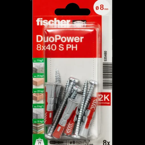 Fischer DuoPower universaldybel PH 8x40 mm 8 stk