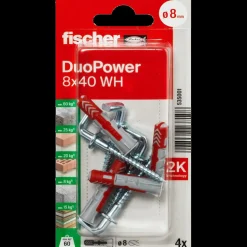 Fischer DuoPower universaldybel med vinkelkrog 8x40 mm 4 stk