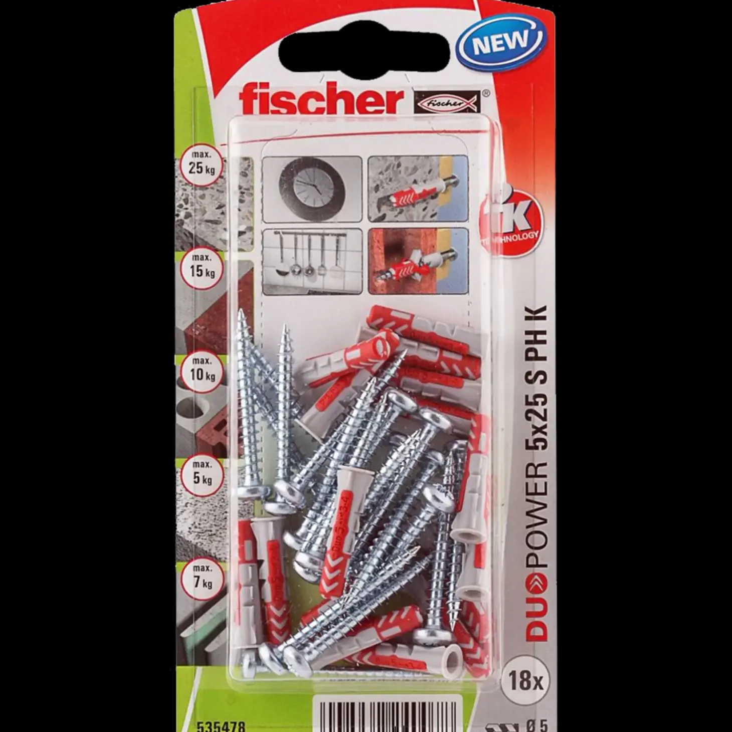 Fischer DuoPower universaldybel PH 5x25 mm 18 stk