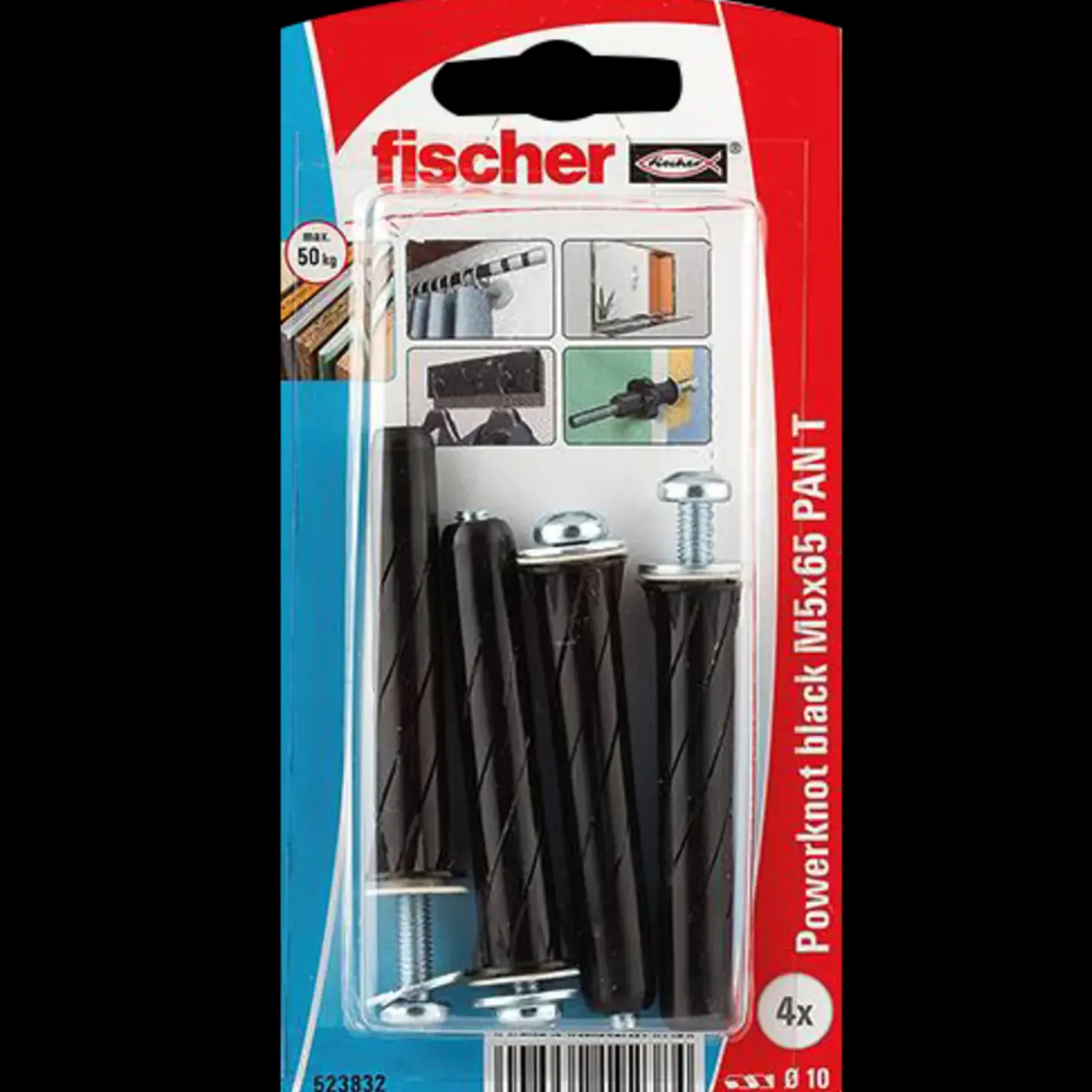 Fischer PowerKnot hulrumsdyvel - DIY PK Sort Pan PT M5x65 4 stk