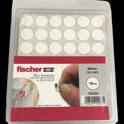 Fischer selvklæbende dækhætter 18 mm hvid 720 stk