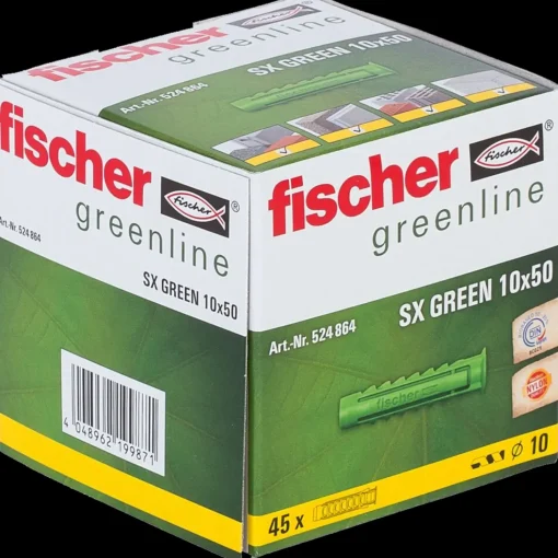 Fischer SX Green dyvel m/krave 10x50 mm 45 stk