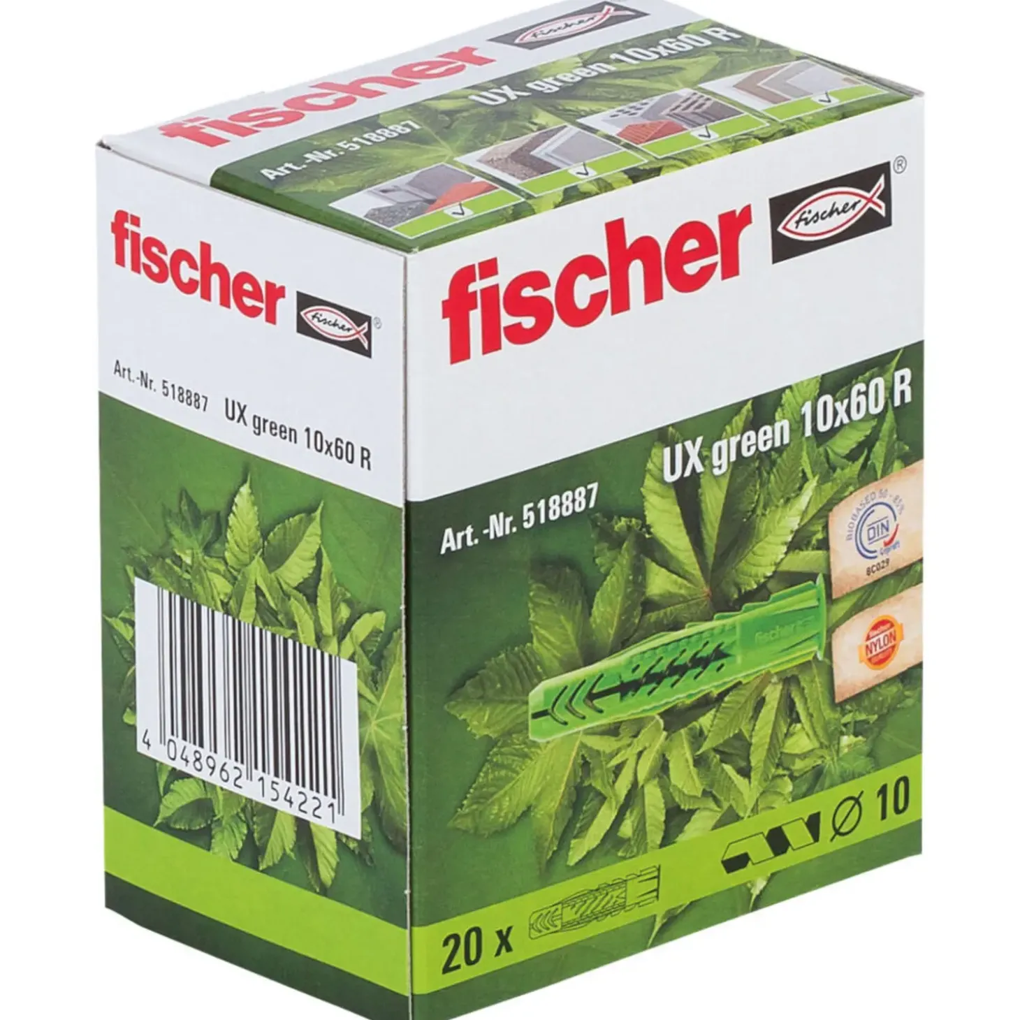 Fischer UX Green universaldyvel m/krave 10x60R 20 stk