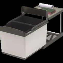 Fritstående affaldssystem med automatisk 2x16 L børstet mat sort