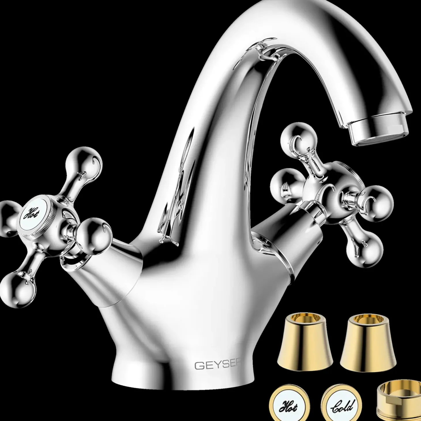 Geyser magnolia håndvask armatur krom/guld