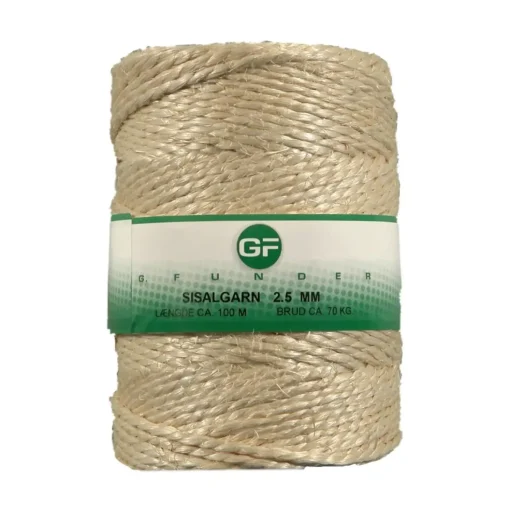 GF sisalgarn 100 m x 2,5 mm brudstyrke 70 kg