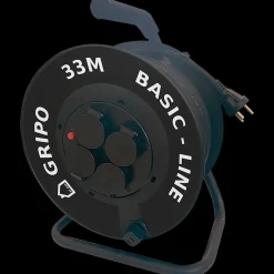 Gripo kabeltromle m/ 4 udtag og jord 33 m