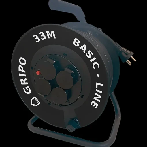 Gripo kabeltromle m/ 4 udtag og jord 33 m