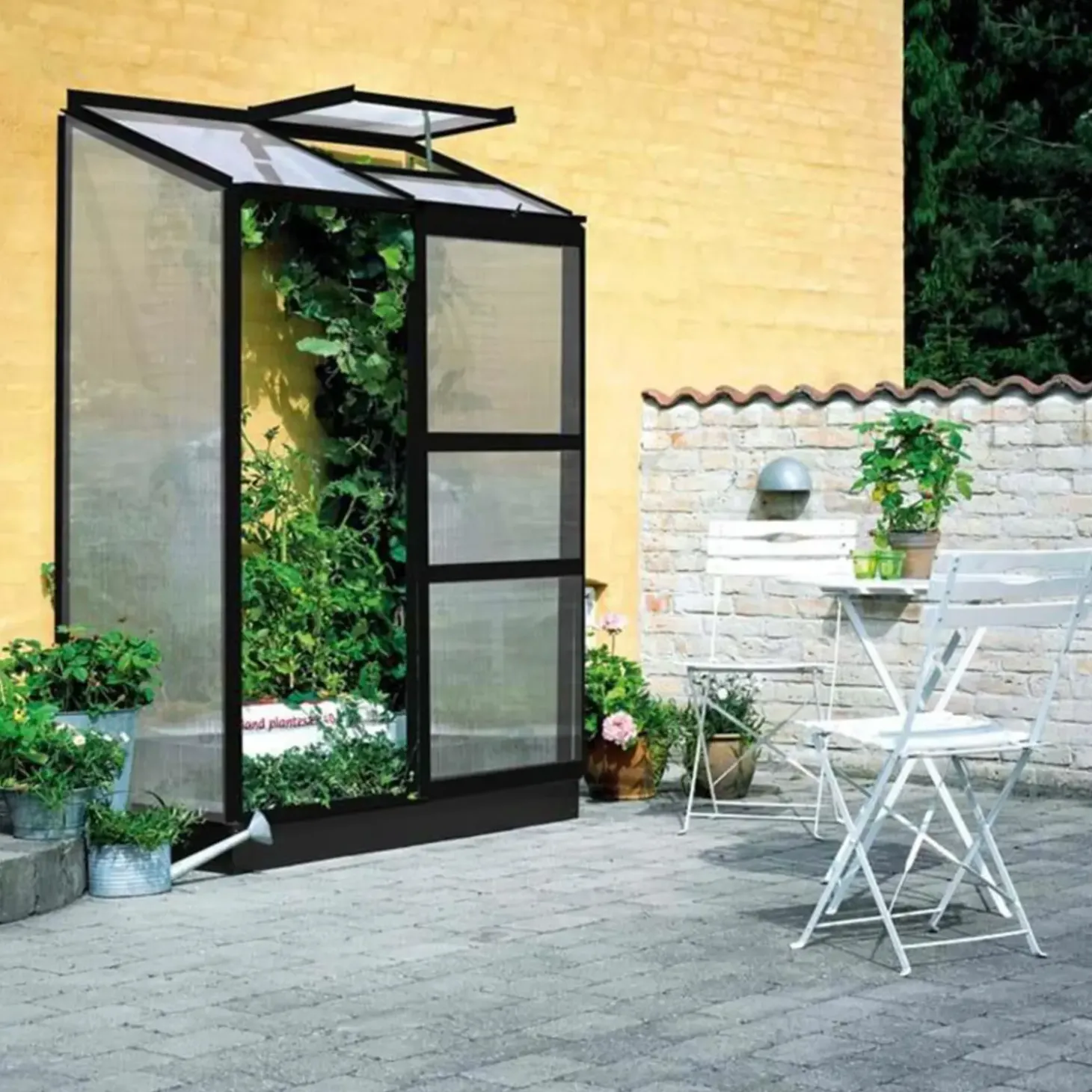 Halls Altan 2 vægdrivhus 0,9 m² sort 4 mm poly