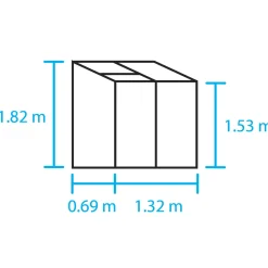 Halls Altan 2 vægdrivhus med delt glas 0,91 m²