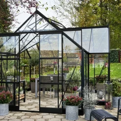 Halls Garden Room drivhus grøn med hærdet glas, inkl. sokkel 12,9 m²