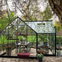 Halls Garden Room drivhus grøn med hærdet glas, inkl. sokkel 12,9 m²