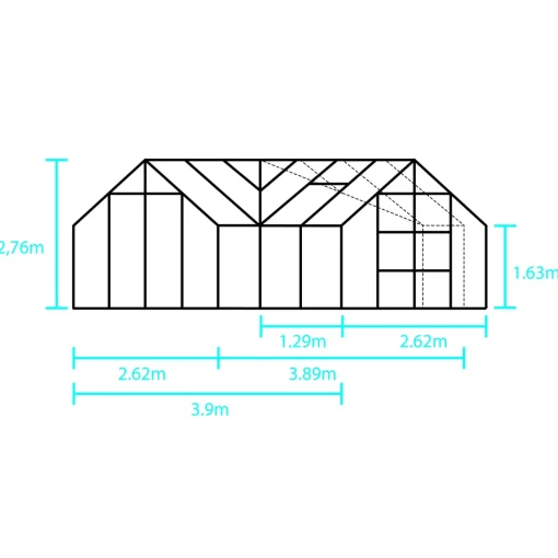 Halls Garden Room drivhus grøn med hærdet glas, inkl. sokkel 12,9 m²