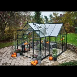 Halls Garden Room drivhus grøn med hærdet glas, inkl. sokkel 12,9 m²