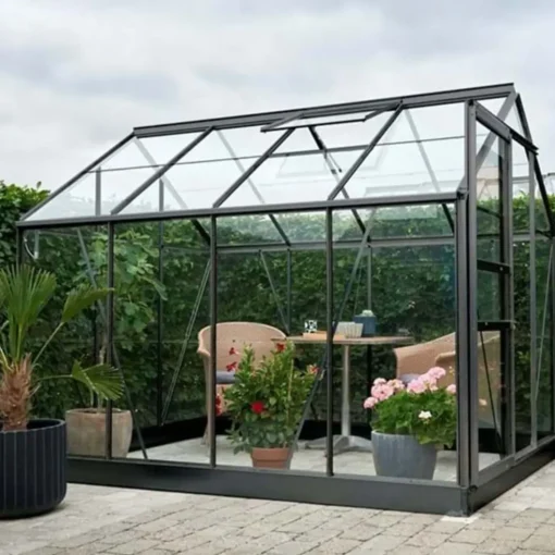 Halls Popular 86 drivhus sort med delt glas, inkl. sokkel 5,0 m²
