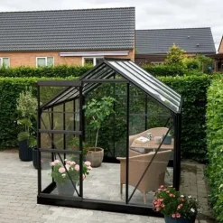 Halls Popular 86 drivhus sort med delt glas, inkl. sokkel 5,0 m²