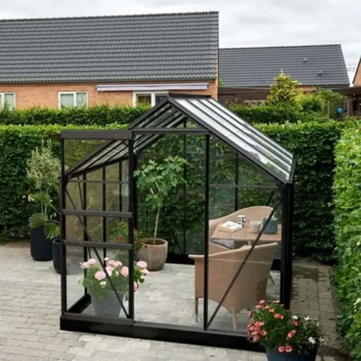 Halls Popular 86 drivhus sort med delt glas, inkl. sokkel 5,0 m²