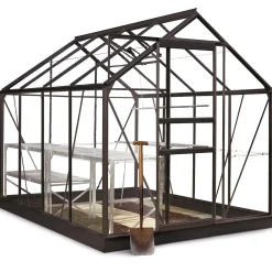 Halls Popular 86 drivhus sort med delt glas, inkl. sokkel 5,0 m²