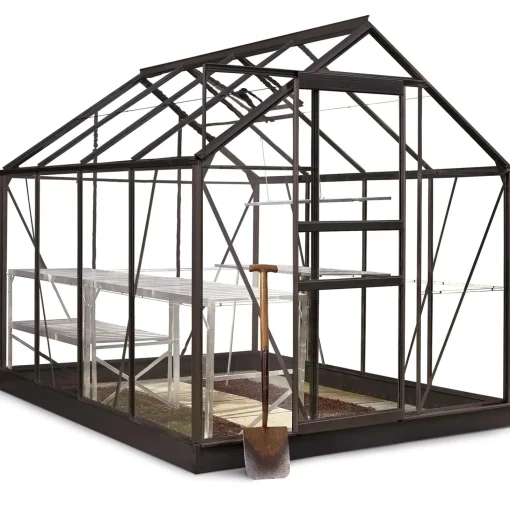 Halls Popular 86 drivhus sort med delt glas, inkl. sokkel 5,0 m²