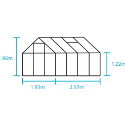 Halls Popular 86 drivhus sort med delt glas, inkl. sokkel 5,0 m²