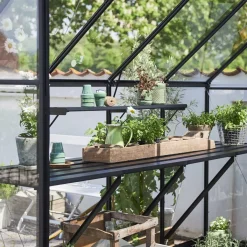 Halls Qube+ 816 drivhus sort med hærdet glas 13,0 m²