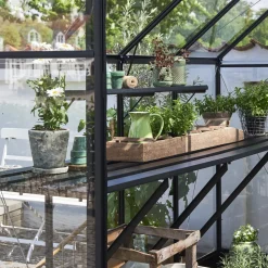 Halls Qube+ 816 drivhus sort med hærdet glas 13,0 m²