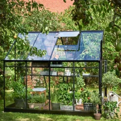Halls Qube 68 drivhus sort med hærdet glas 5,1 m²