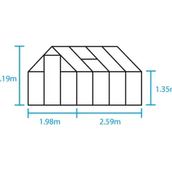 Halls Qube 68 drivhus sort med hærdet glas 5,1 m²