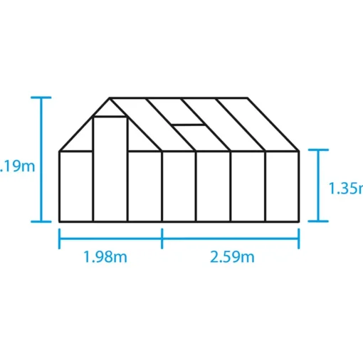 Halls Qube 68 drivhus sort med hærdet glas 5,1 m²