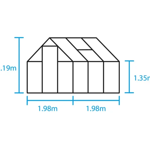 Halls Qube 66 minidrivhus sort med hærdet glas 3,9 m²
