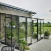 Halls Qube Lean-To 612 vægdrivhus sort med hærdet glas 7,1 m²