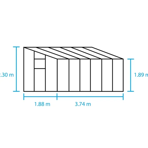 Halls Qube Lean-To 612 vægdrivhus sort med hærdet glas 7,1 m²