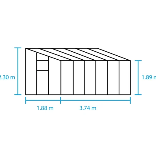 Halls Qube Lean-To 612 vægdrivhus sort med hærdet glas 7,1 m²