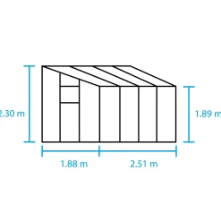 Halls Qube Lean-To 68 vægdrivhus sort med hærdet glas 4,7 m²