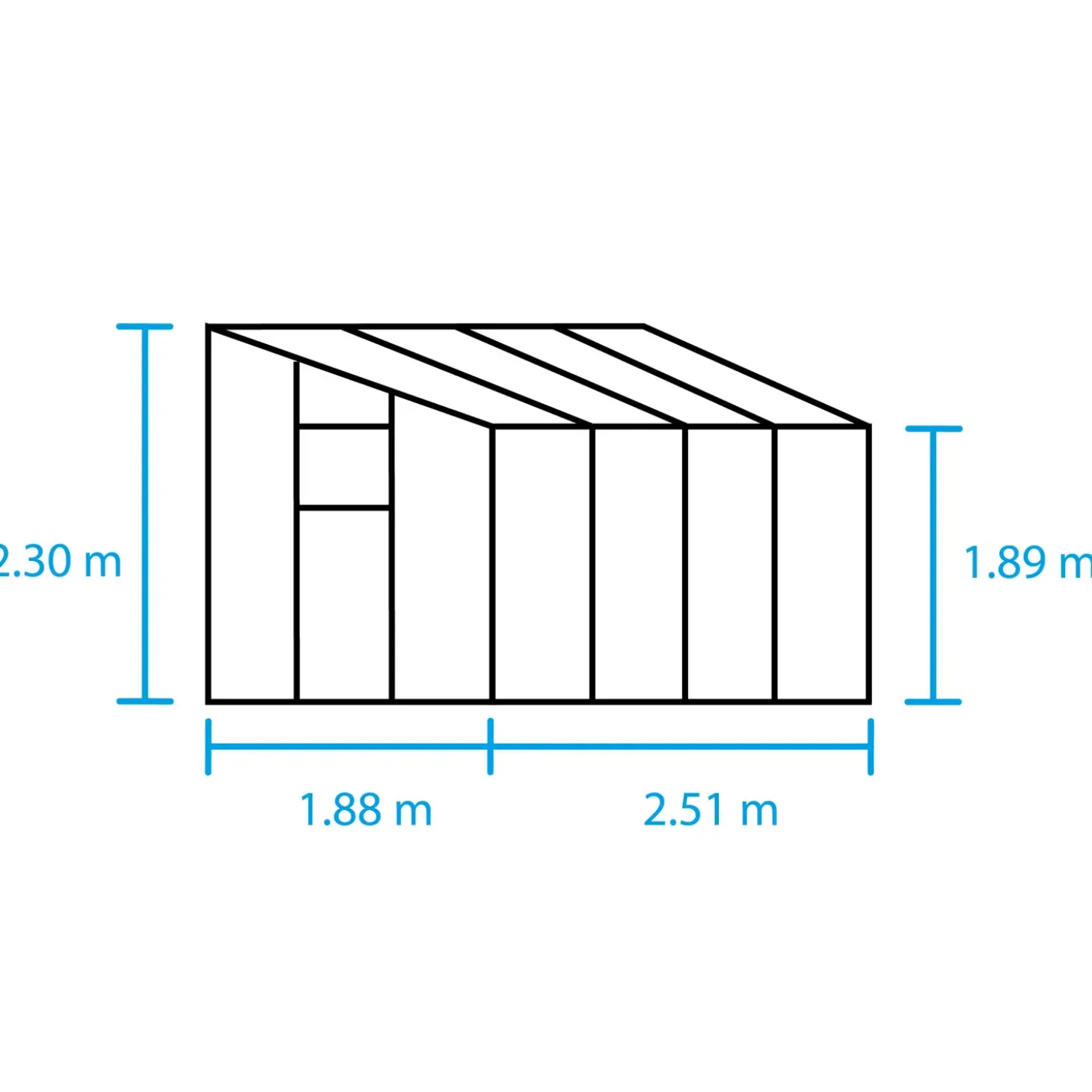 Halls Qube Lean-To 68 vægdrivhus sort med hærdet glas 4,7 m²