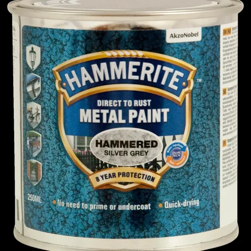 Hammerite effekt metalmaling sølvgrå 250 ml