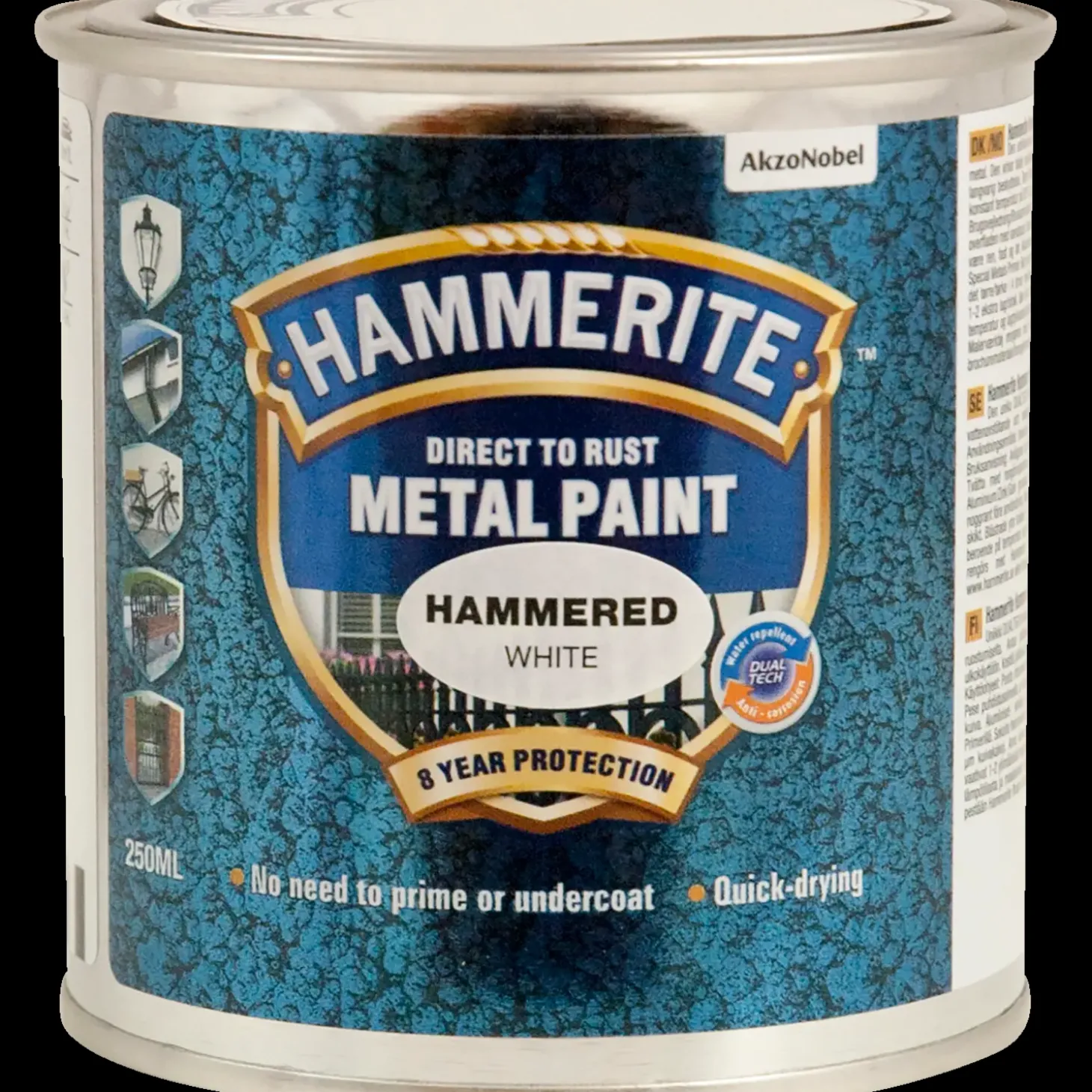 Hammerite effekt metalmaling hvid 250 ml