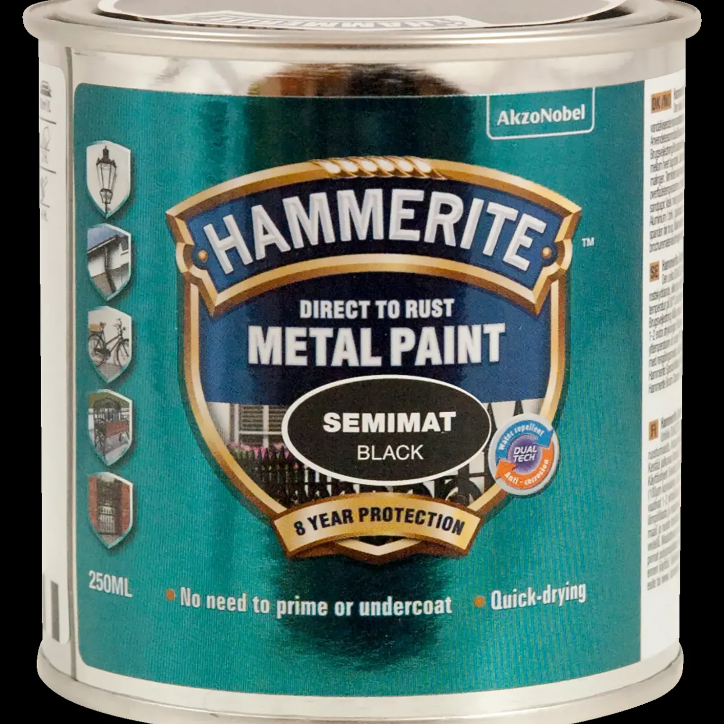 Hammerite Semimat metalmaling sort 250 ml