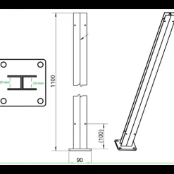 H-stolpe m/fod varmgalvaniseret 23 mm sporbredde