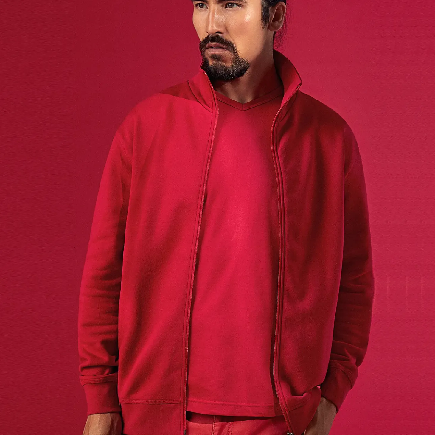 ID herre sweat cardigan rød str. XL