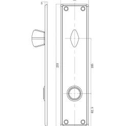 Jasa langskilt m/vrider t/ASSA 233x53x5 mm børstet rustfrit stål