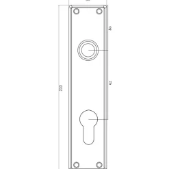 Jasa langskilt t/dråbecylinder 233x53x5 mm CC92 børstet rustfrit stål
